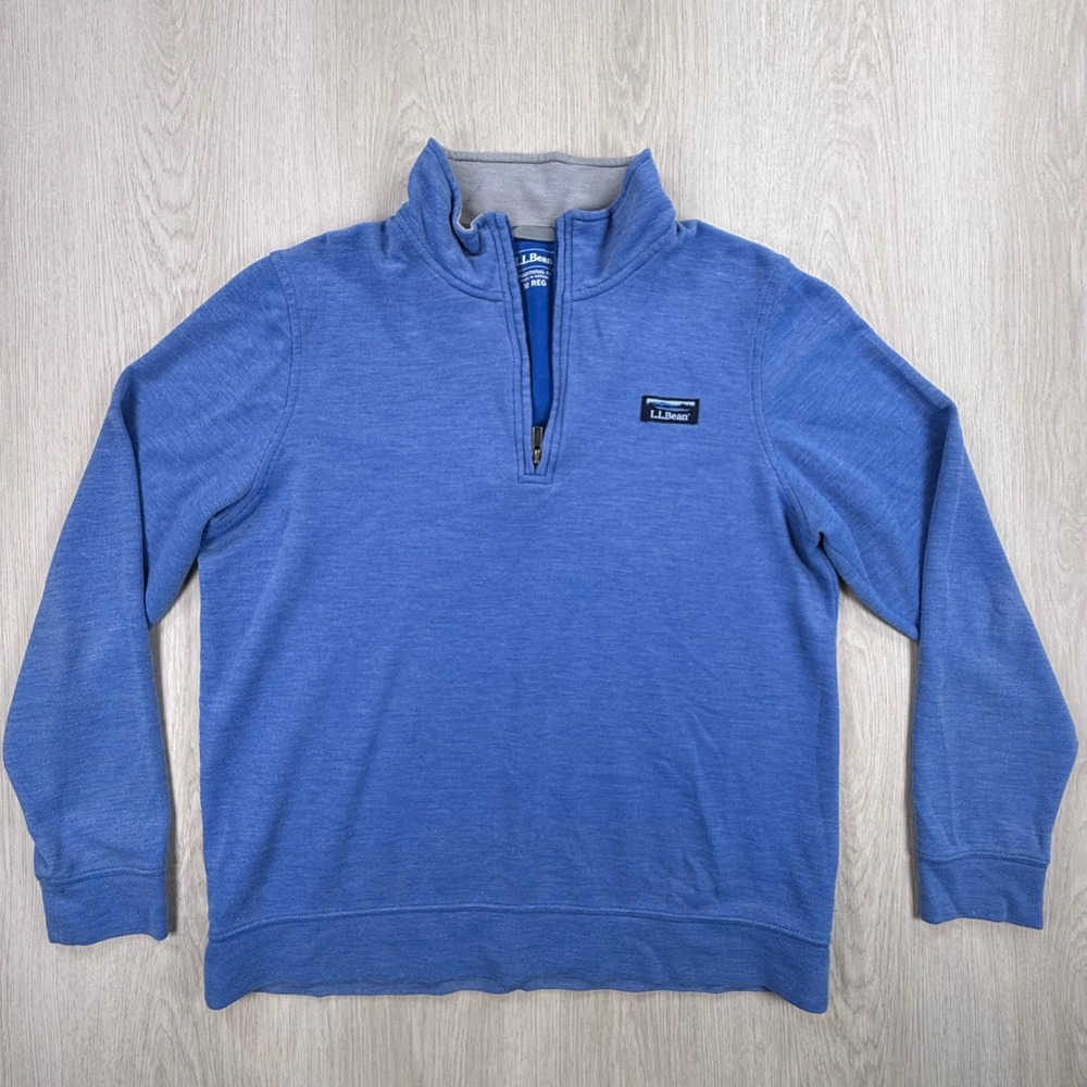 1/4 Zip Pullover L.L.Bean Mens M Blue Traditional Fit Cotton Blend 513021